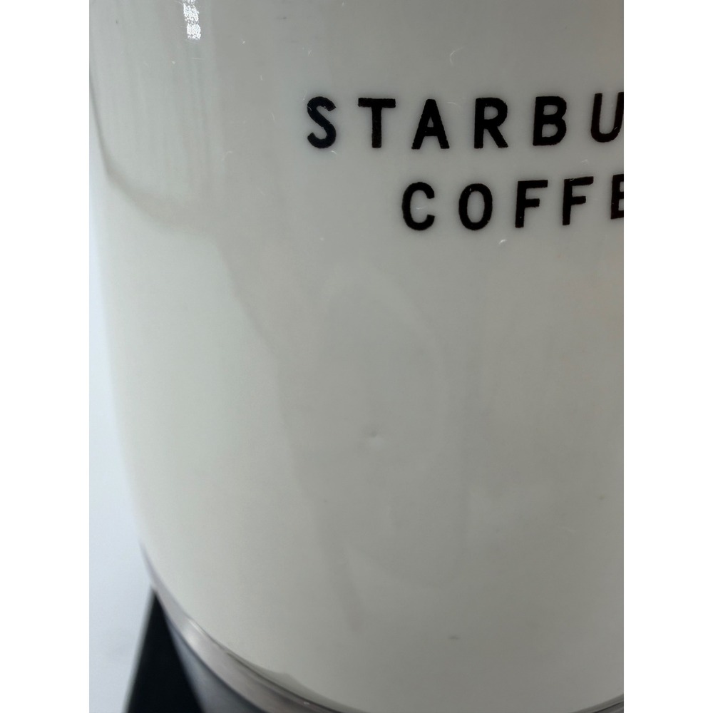 Starbucks Coffee Mug Unisex 14oz Cream Silver 2004 Vintage Metal Base Industrial - Picture 5 of 9